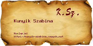 Kunyik Szabina névjegykártya